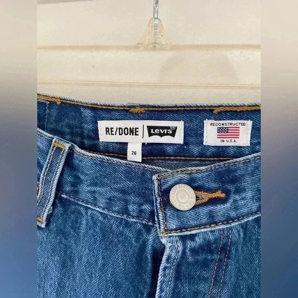 Redone X Levi’s high rise stove pipe jeans in indigo size 26 - Picture 4 of 6